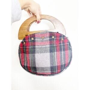 Mark And Graham Vintage Bermuda Handbag Wool Plaid Preppy Classic 80s Academia